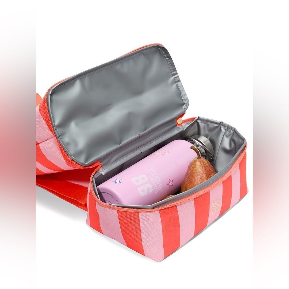 NEW! 2025 VICTORIA'S SECRET Chic Striped Beach Cooler Lunch Bag - Picture 4 of 5